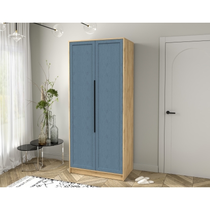 Шкаф распашной Тренд КТ-Ш2 (Дуб золотой ЛДСП/ Дуб лазурный ЛМДФ) Ш918 В2128 Г547 Шкаф распашной Тренд КТ-Ш2 (Дуб золотой ЛДСП/ Дуб лазурный ЛМДФ) Ш918 В2128 Г547